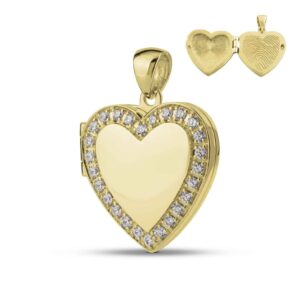 Assieraad hanger met vingerafdruk - Medaillon Hart steen