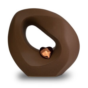 Keramische urn - Keramische urn rondo bruin