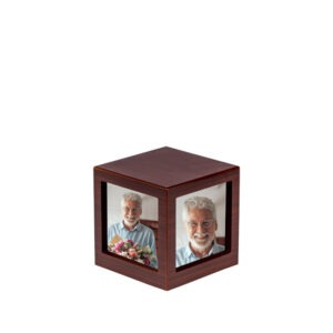 Houten urn - MDF urn met foto's donkerbruin